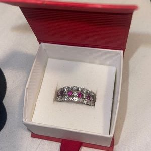 Three piece garnet ring set